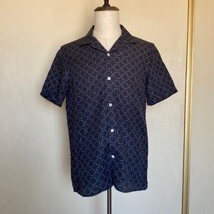NN07 Geometric Pattern Short Sleeve Button Up